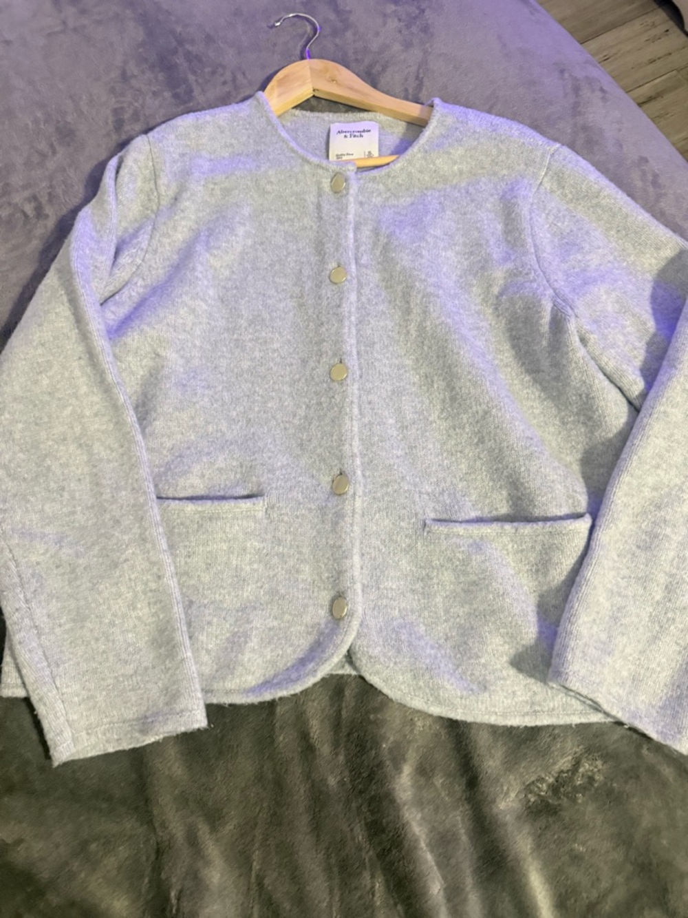Abercrombie & Fitch Light Gray Girls' Button Cardigan Jacket